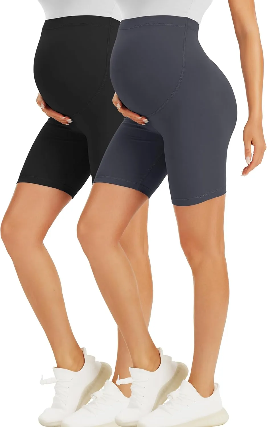 BONVIGOR Maternity Shorts Over The Belly-5" Biker Workout Yoga Active Athletic Pregnancy Short Pants Lounge Pajama