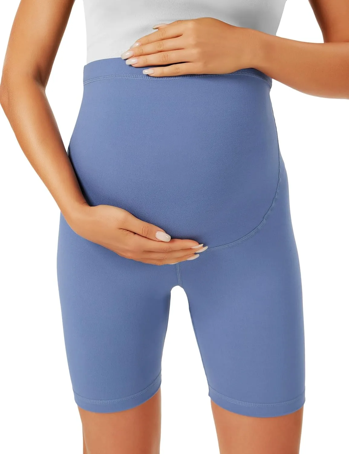 BONVIGOR Maternity Shorts Over The Belly-5" Biker Workout Yoga Active Athletic Pregnancy Short Pants Lounge Pajama