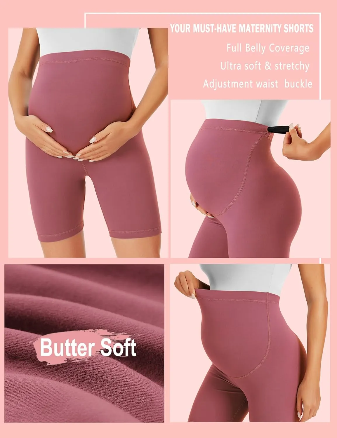 BONVIGOR Maternity Shorts Over The Belly-5" Biker Workout Yoga Active Athletic Pregnancy Short Pants Lounge Pajama