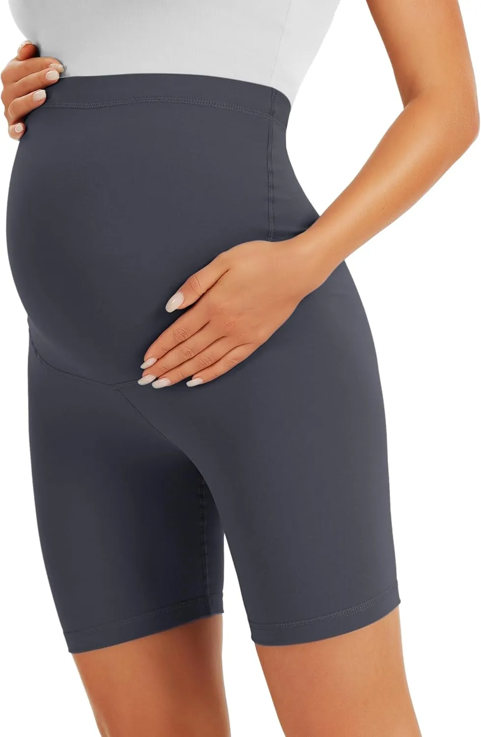 BONVIGOR Maternity Shorts Over The Belly-5" Biker Workout Yoga Active Athletic Pregnancy Short Pants Lounge Pajama