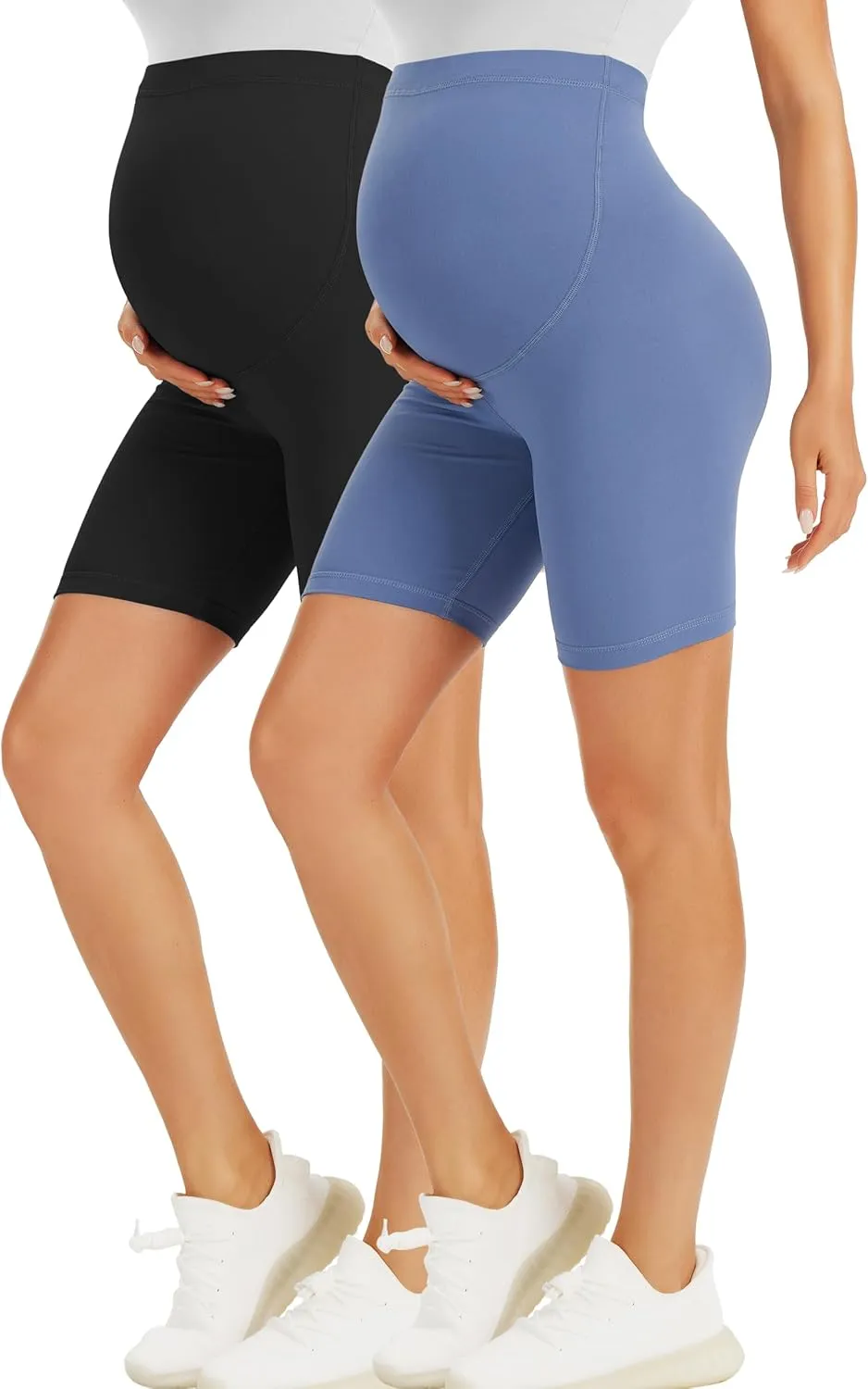 BONVIGOR Maternity Shorts Over The Belly-5" Biker Workout Yoga Active Athletic Pregnancy Short Pants Lounge Pajama