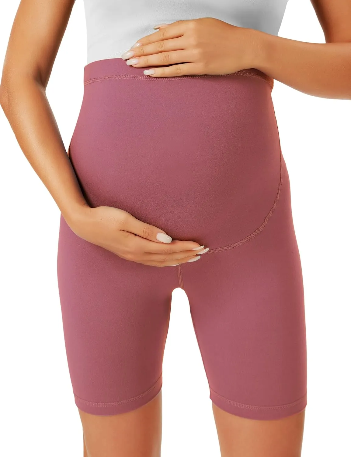 BONVIGOR Maternity Shorts Over The Belly-5" Biker Workout Yoga Active Athletic Pregnancy Short Pants Lounge Pajama