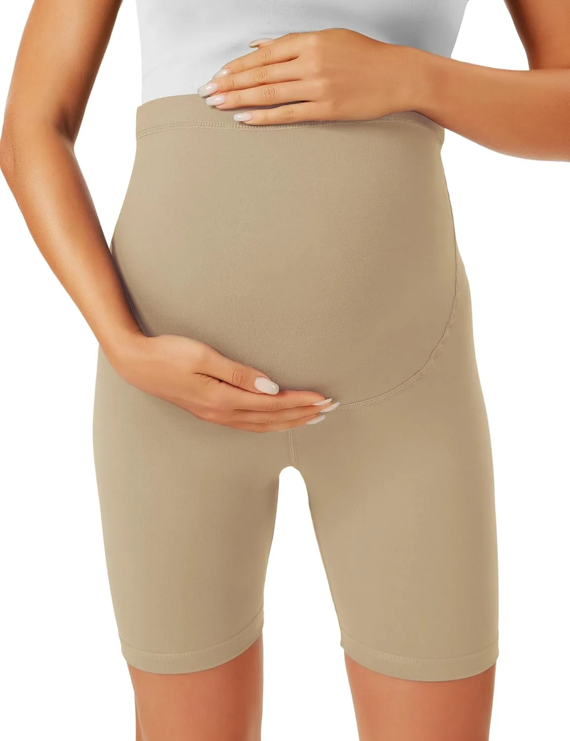 BONVIGOR Maternity Shorts Over The Belly-5" Biker Workout Yoga Active Athletic Pregnancy Short Pants Lounge Pajama