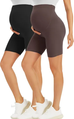 BONVIGOR Maternity Shorts Over The Belly Biker Workout Yoga Active Athletic Pregnancy Short Pants Lounge Pajama