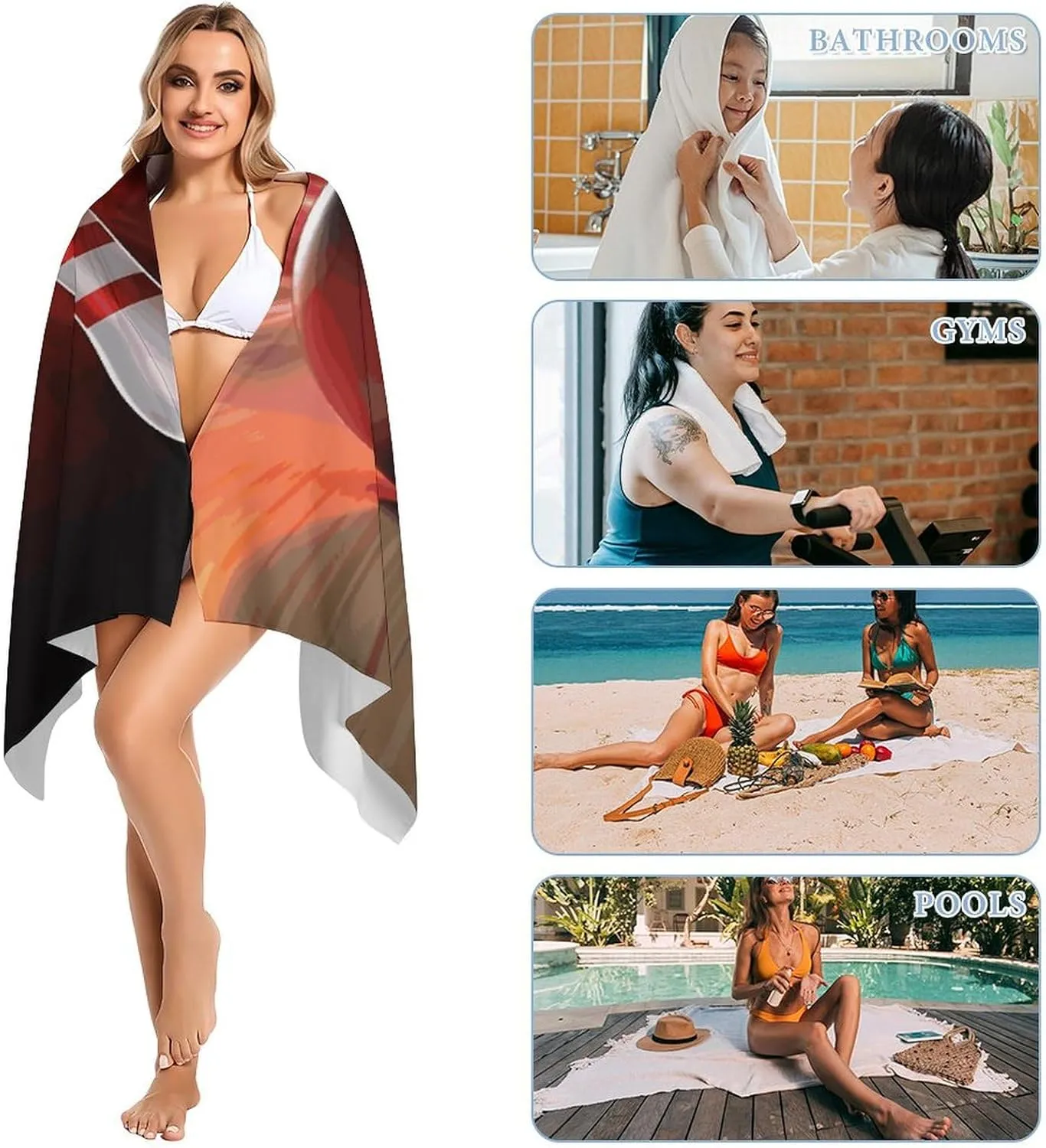 Bowling Ball Beach Towel 31"x63" Double-Sided Plush Towel for Adults, Travel, Pool, Gym & Sports Sand-Free Quick-Dry Bath Towel - Lightweight, Super Absorbent, Sandproof