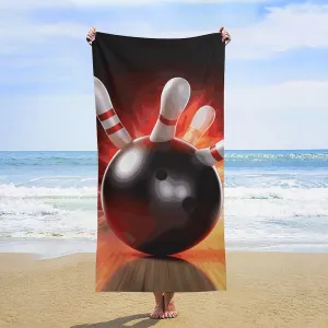 Bowling Ball Beach Towel 31"x63" Double-Sided Plush Towel for Adults, Travel, Pool, Gym & Sports Sand-Free Quick-Dry Bath Towel - Lightweight, Super Absorbent, Sandproof