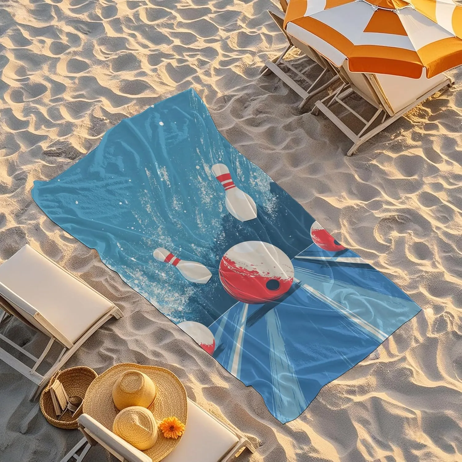 Bowling Balls Beach Towel 32 x 71 Inch - Sports Games Quick Drying Absorbent Beach Towels - Large Sand Free Lightweight Adults Towels for Travel Swimming Camping