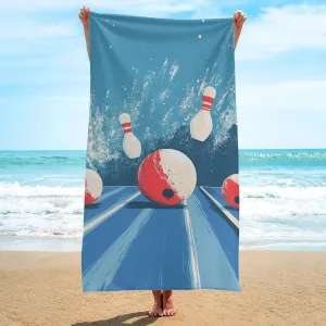 Bowling Balls Beach Towel 32 x 71 Inch - Sports Games Quick Drying Absorbent Beach Towels - Large Sand Free Lightweight Adults Towels for Travel Swimming Camping