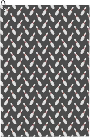 Bowling Pins Print Amphibian Golf Ball Towel with Dry and Wet Technology Golf Ball Towels for Golf Bags for Men and Women with Carabiner
