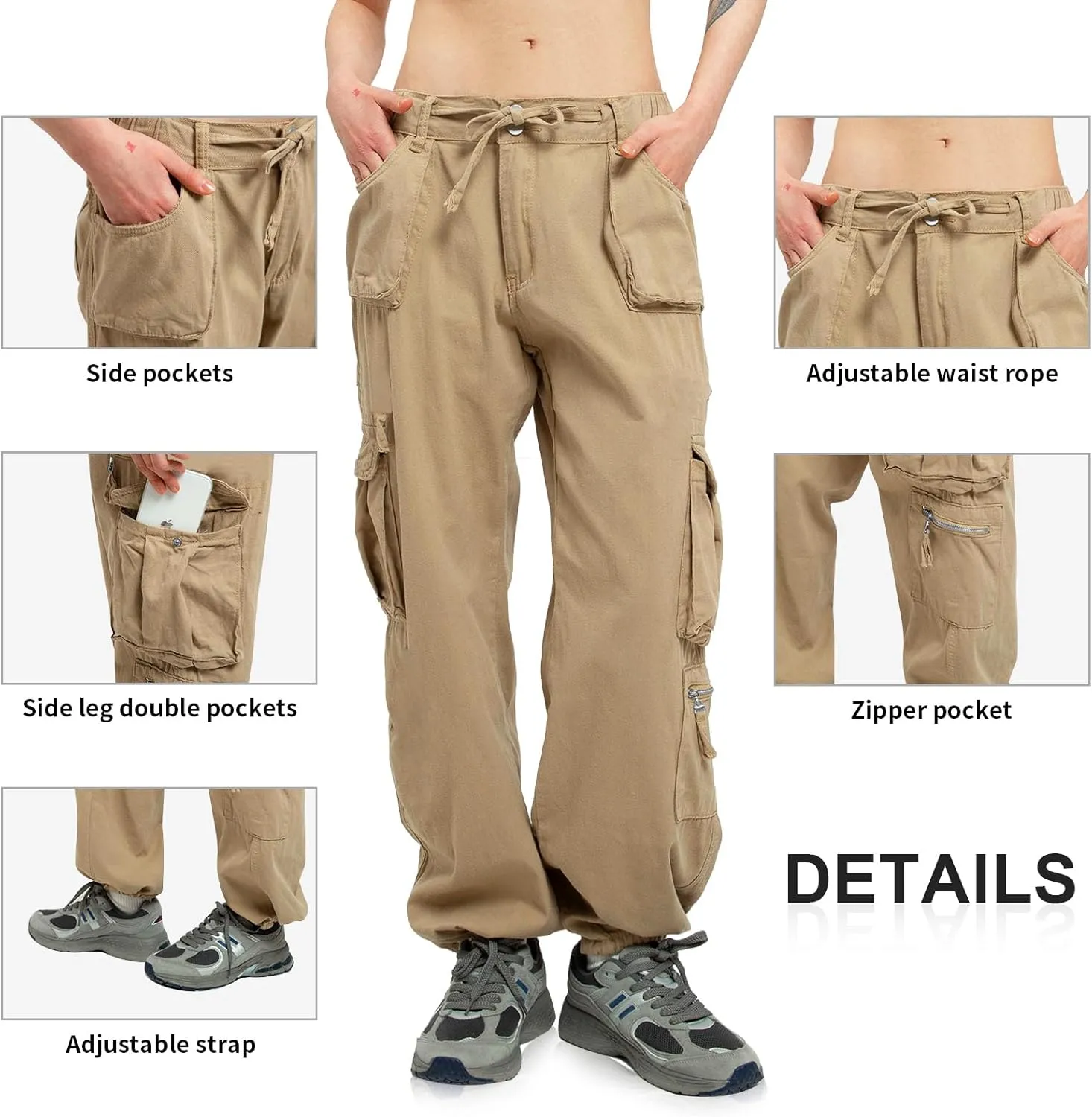 Cargo Pants Women Baggy Hiking Casual Cotton Military Tactical Army Combat Work Pants with 7 Pockets
