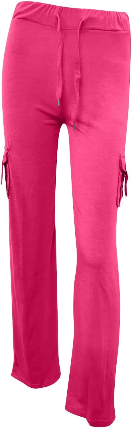 Cargo Pants Women High Waist Wide Leg Pants Casual Flare Leggings Baggy Trousers Workout Joggers with Pockets