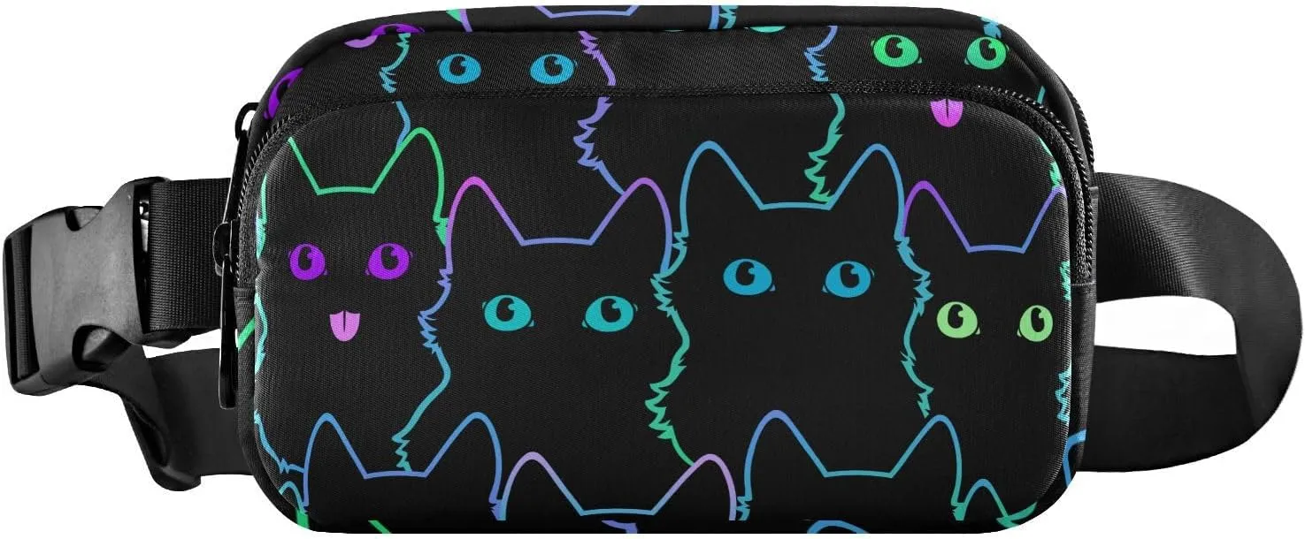 Cat Fanny Pack for Women Mini Belt Bag with Adjustable Strap Waterproof Waist Packs Small Pouch Crossbody Bags for Hiking Running Cycling Traveling