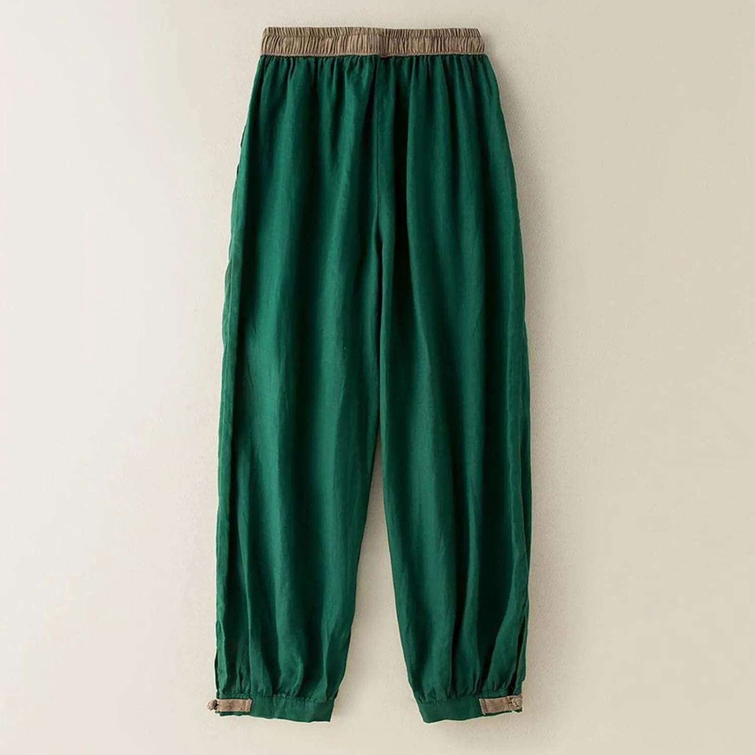Ceboye Women's High Waist Linen Pants Drawstring Summer Baggy Lantern Tapered Trousers Flax Ankle Comfy Harem Pants