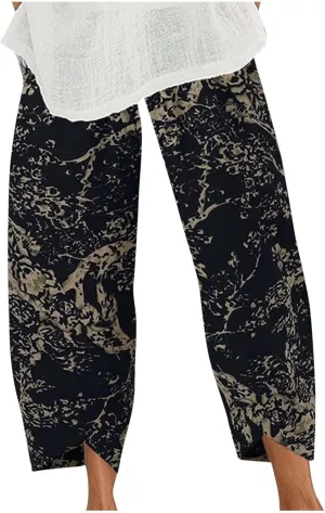 Ceboyel Women Bohemian Linen Harem Pants High Waist Flowy Vintage Trousers Boho Baggy Pants Summer Casual Outfits 2023