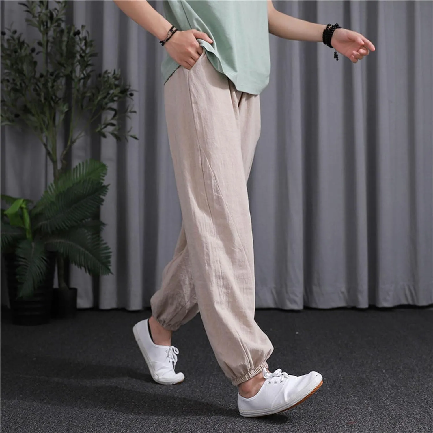 Ceboyel Women Casual Linen Pants Summer Comfy Loose Long Pants Lantern Lounge Beach Trousers with Pockets 2023