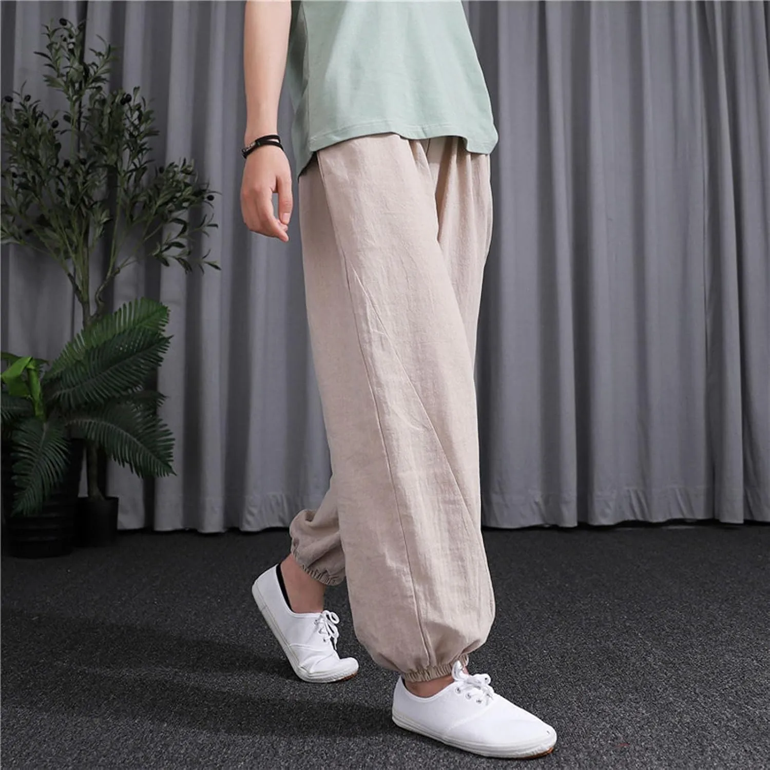 Ceboyel Women Casual Linen Pants Summer Comfy Loose Long Pants Lantern Lounge Beach Trousers with Pockets 2023