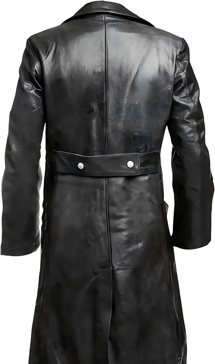 Ceehuteey Mens Leather Jacket Vintage Long Steampunk Overcoat Faux Leather Jacket Trench Coat