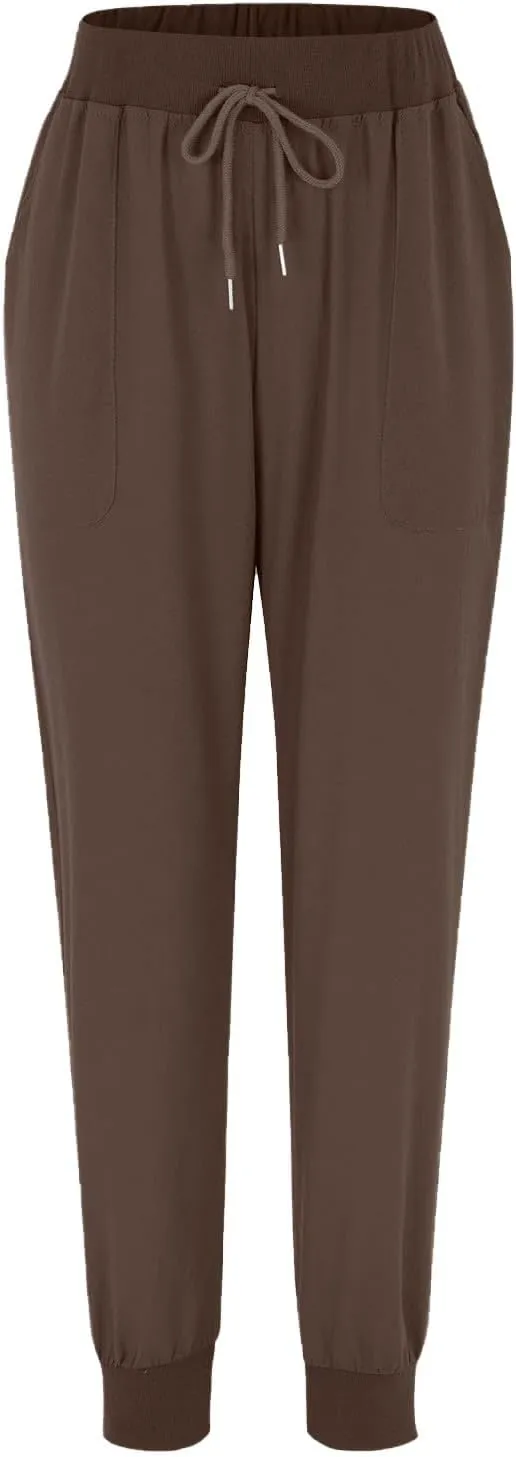 Cotton Linen Casual Pants for Women Elastic Waist Drawstring Tapered Leg Summer Beach Pant Slim Fit Dressy Work Trousers