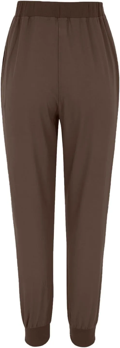 Cotton Linen Casual Pants for Women Elastic Waist Drawstring Tapered Leg Summer Beach Pant Slim Fit Dressy Work Trousers