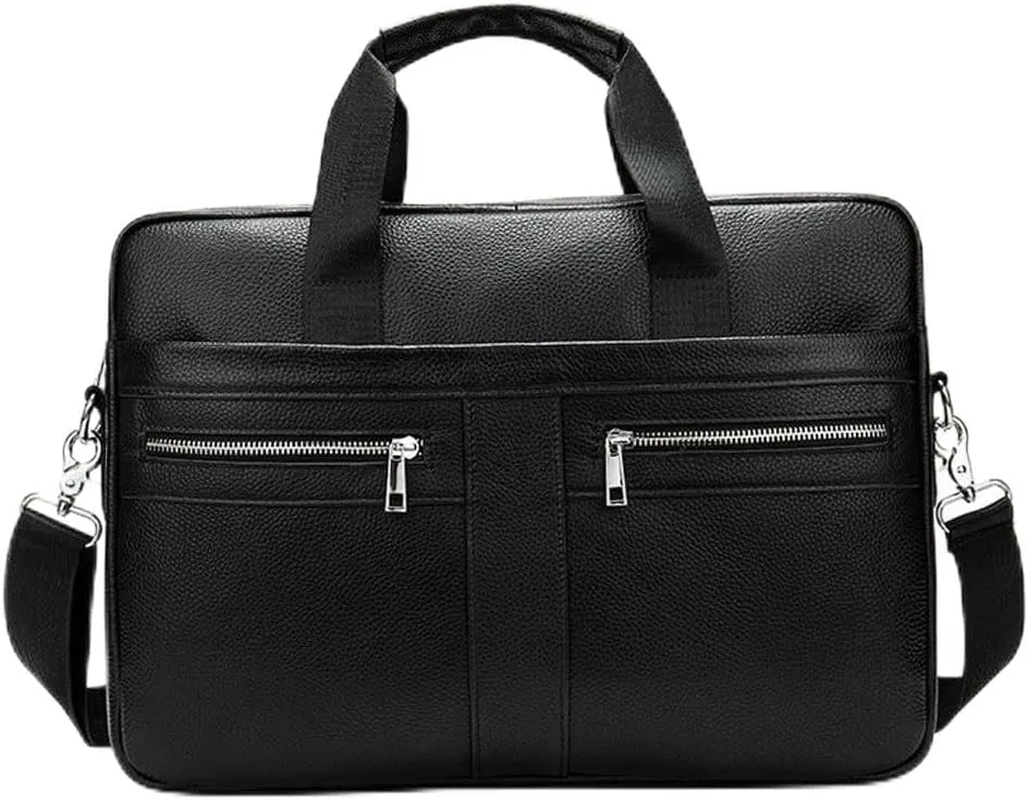CSCDD Men's Leather Briefcase Business Men's Bag Cowhide Top Layer Hand-held Men's Shoulder Crossbody Bag(D)