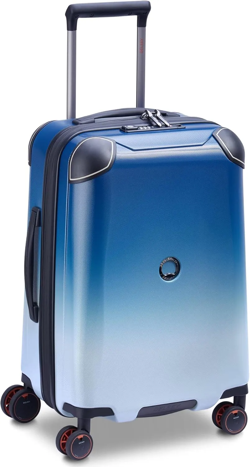 DELSEY PARIS Cactus Hardside Luggage with Spinner Wheels, White/Blue, Carry-On 19 Inch