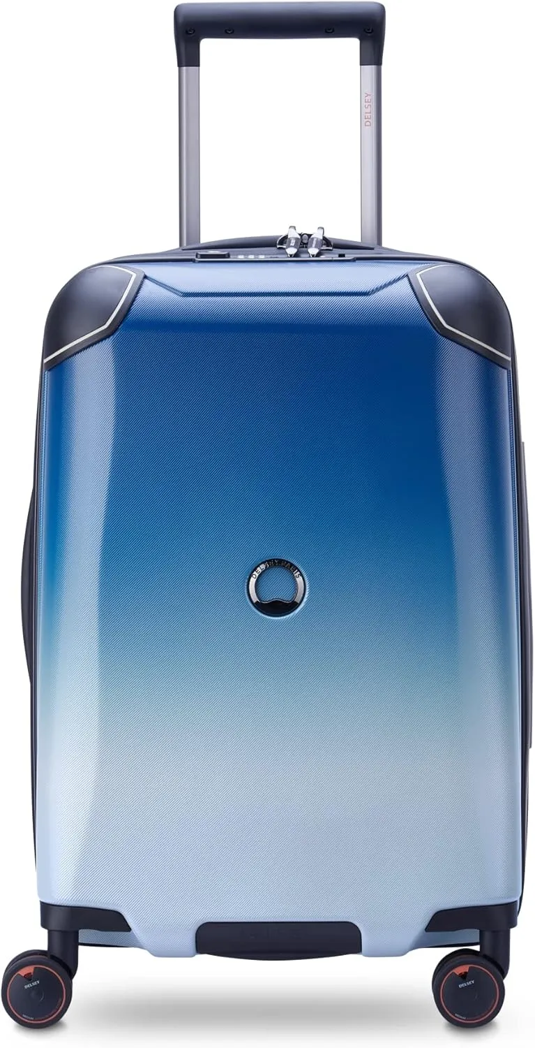 DELSEY PARIS Cactus Hardside Luggage with Spinner Wheels, White/Blue, Carry-On 19 Inch