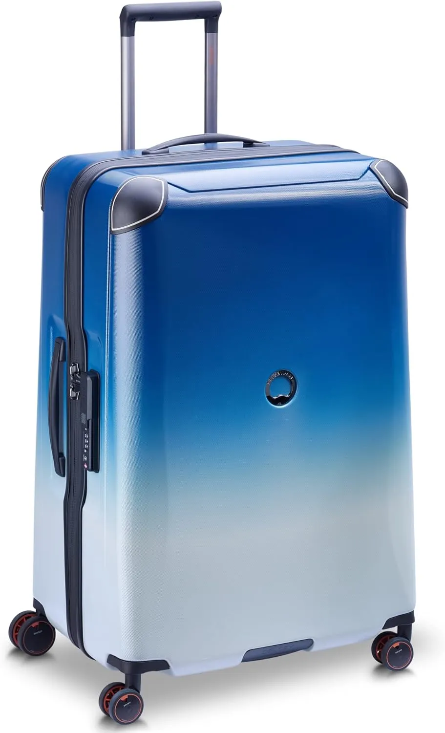DELSEY PARIS Cactus Hardside Luggage with Spinner Wheels, White/Blue, Checked-Large 28 Inch
