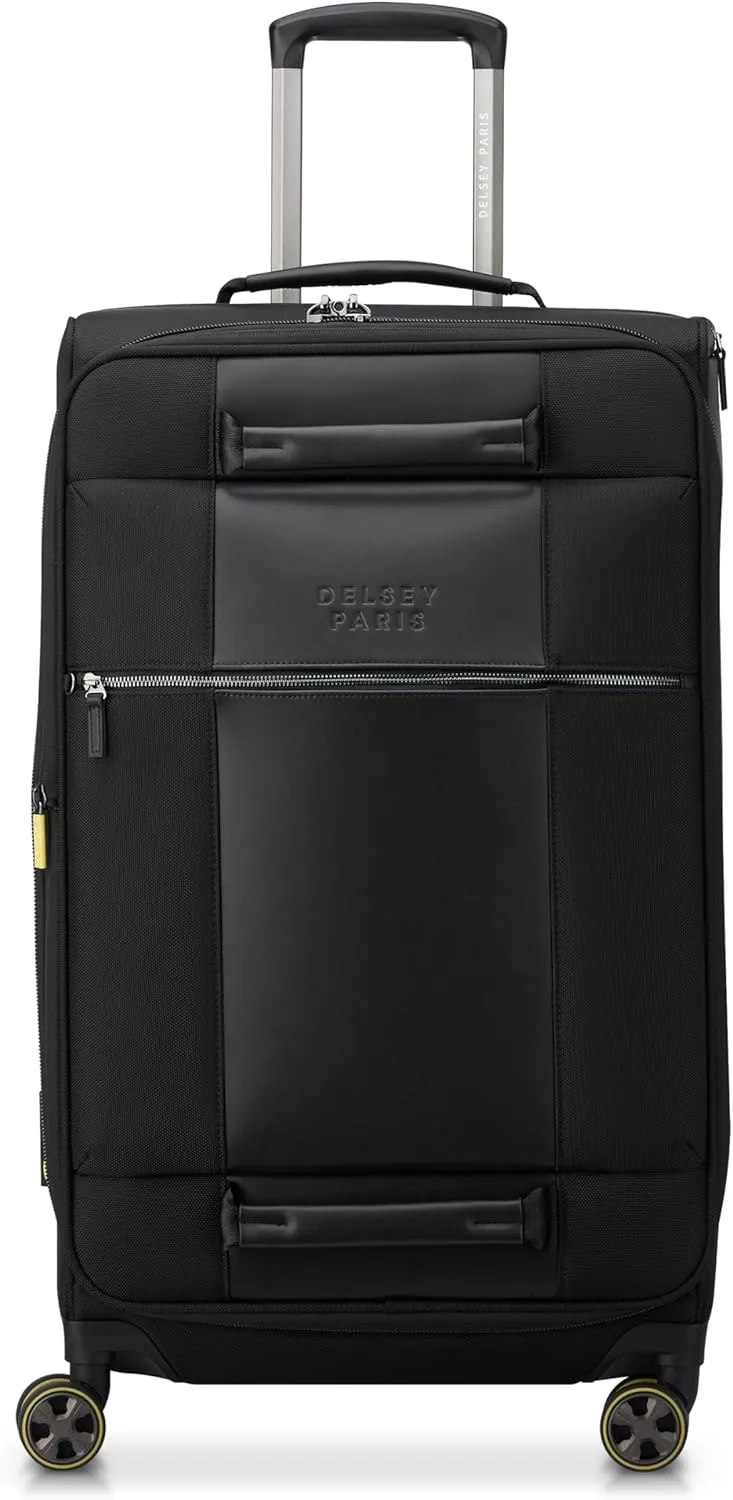 DELSEY Paris Wagram Softside Expandable Luggage with Spinner Wheels, Black, Checked 26 Inch Trunk