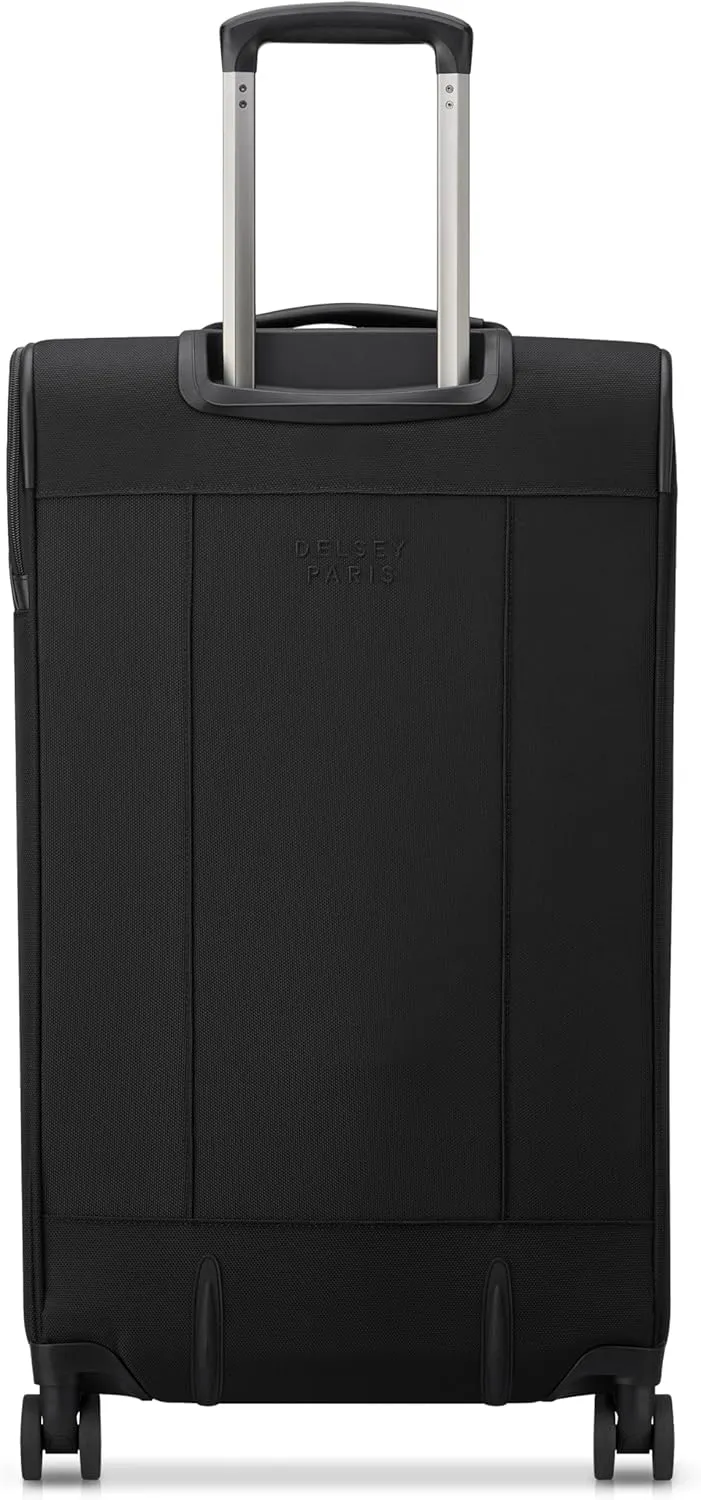 DELSEY Paris Wagram Softside Expandable Luggage with Spinner Wheels, Black, Checked 26 Inch Trunk