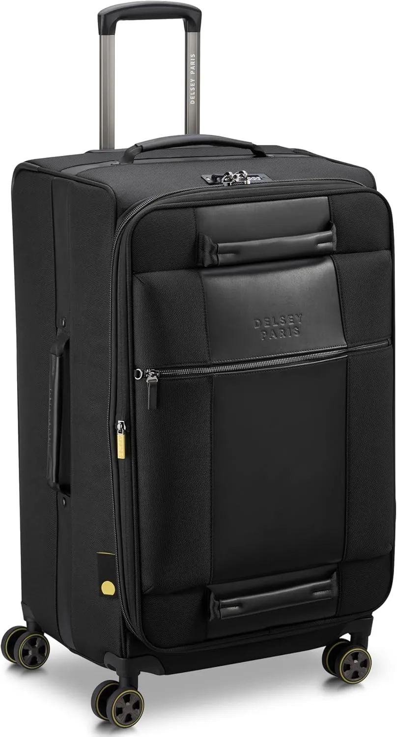 DELSEY Paris Wagram Softside Expandable Luggage with Spinner Wheels, Black, Checked 26 Inch Trunk