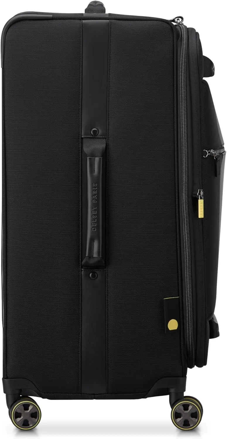 DELSEY Paris Wagram Softside Expandable Luggage with Spinner Wheels, Black, Checked 26 Inch Trunk