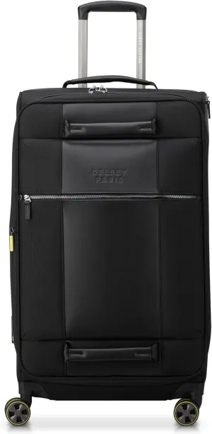 DELSEY Paris Wagram Softside Expandable Luggage with Spinner Wheels, Black, Checked 26 Inch Trunk