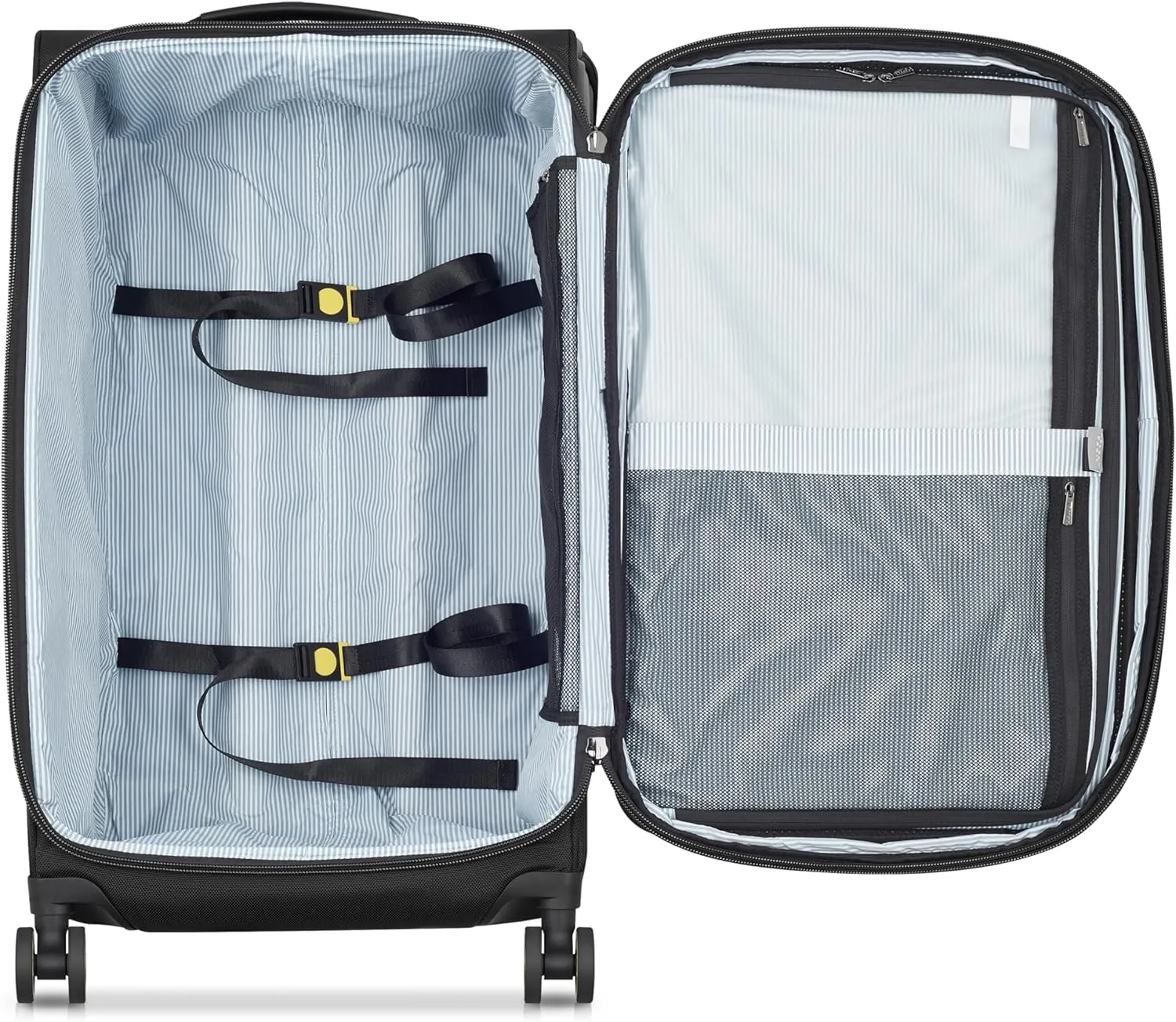 DELSEY Paris Wagram Softside Expandable Luggage with Spinner Wheels, Black, Checked 26 Inch Trunk