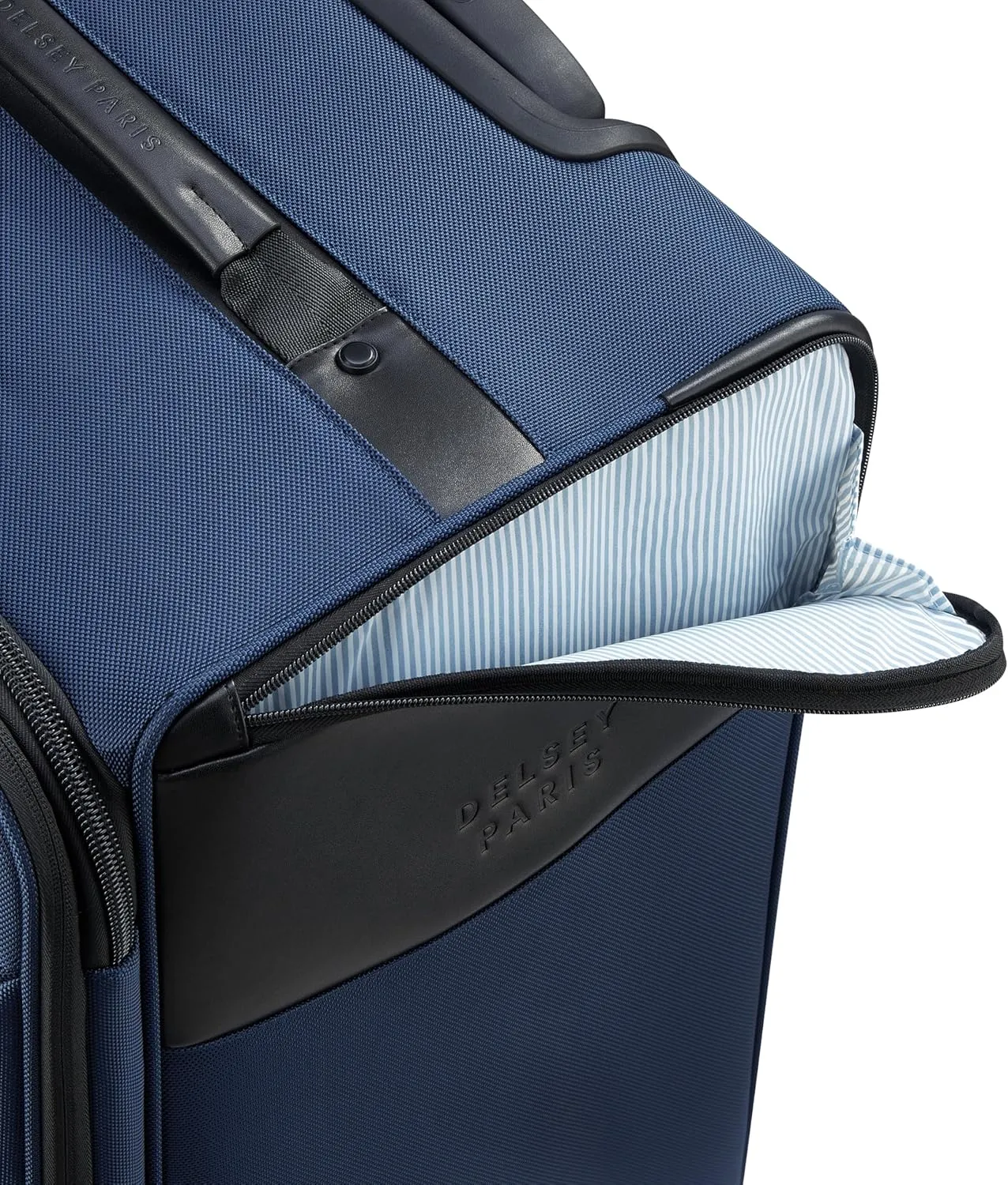 DELSEY Paris Wagram Softside Expandable Luggage with Spinner Wheels, Navy, Checked 26 Inch Trunk