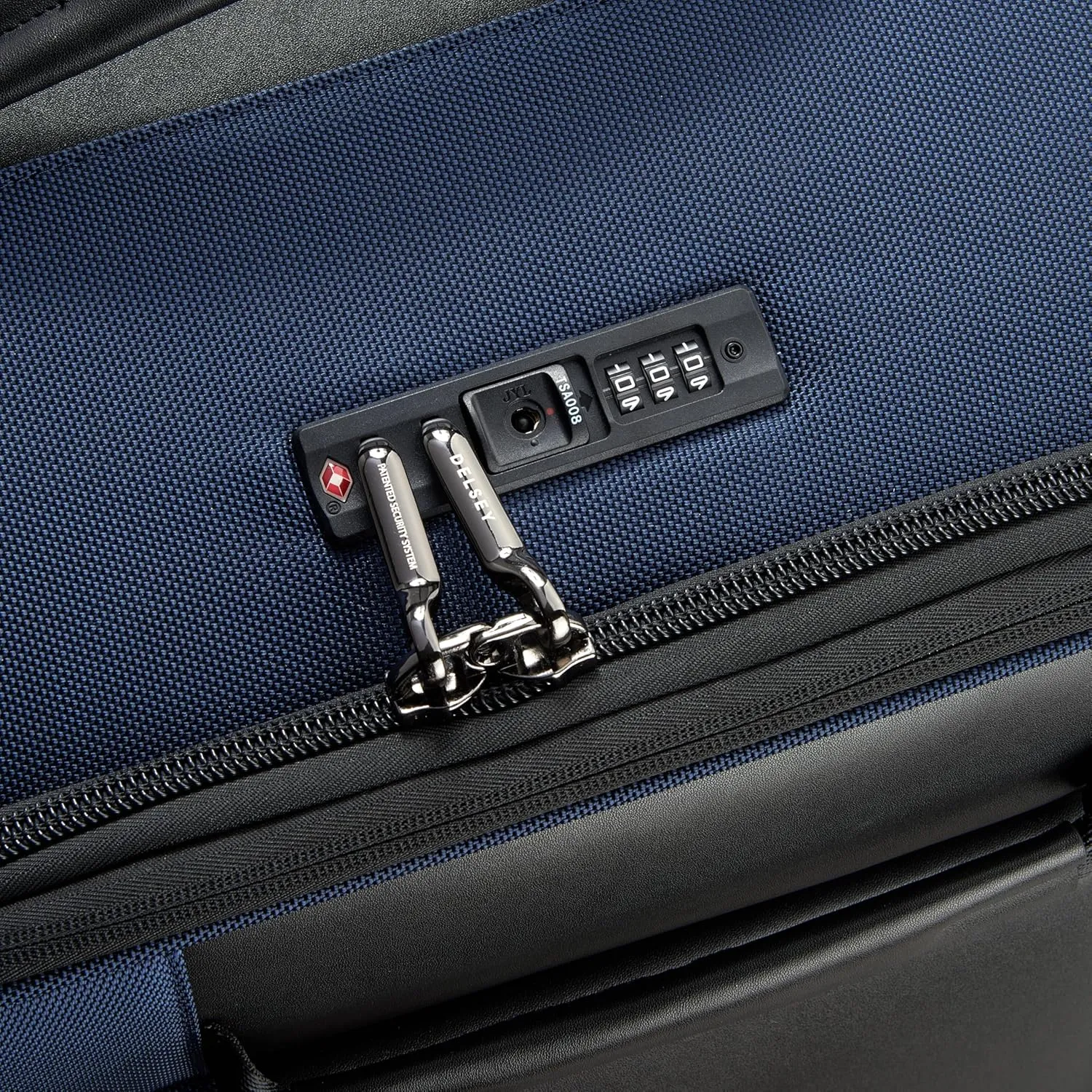 DELSEY Paris Wagram Softside Expandable Luggage with Spinner Wheels, Navy, Checked 26 Inch Trunk