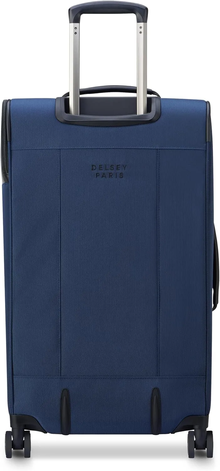 DELSEY Paris Wagram Softside Expandable Luggage with Spinner Wheels, Navy, Checked 26 Inch Trunk