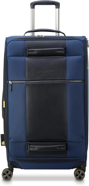 DELSEY Paris Wagram Softside Expandable Luggage with Spinner Wheels, Navy, Checked 26 Inch Trunk
