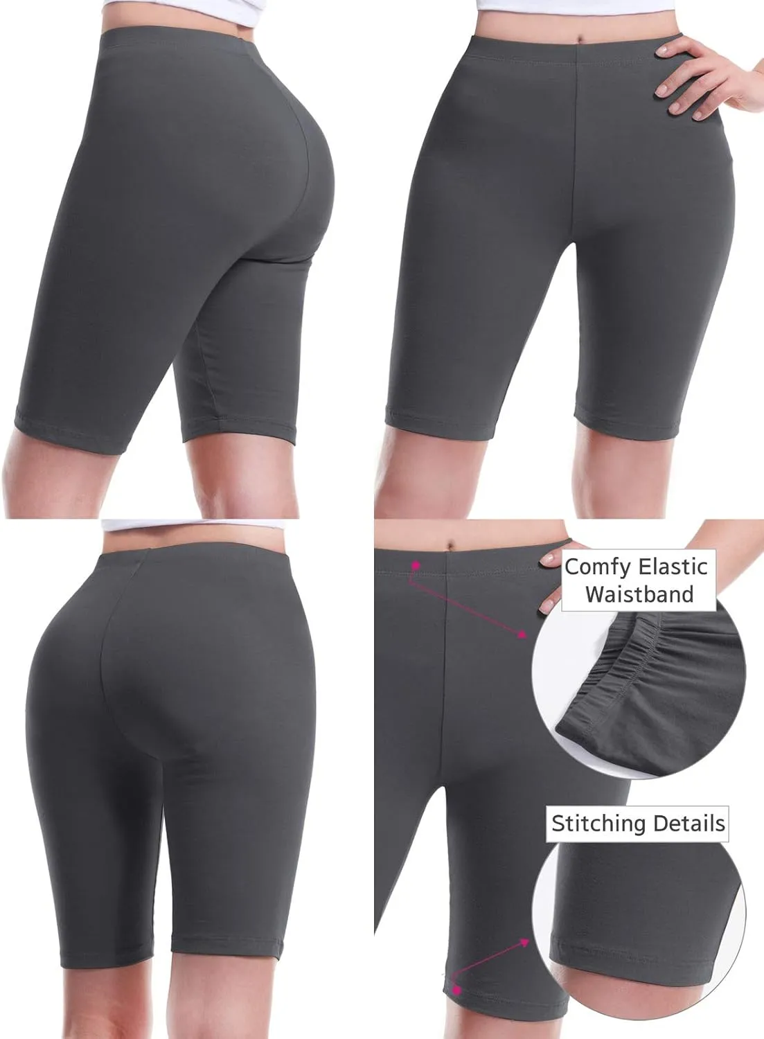 Design by Olivia Women's Basic High Waisted Active Yoga Soft Biker Shorts