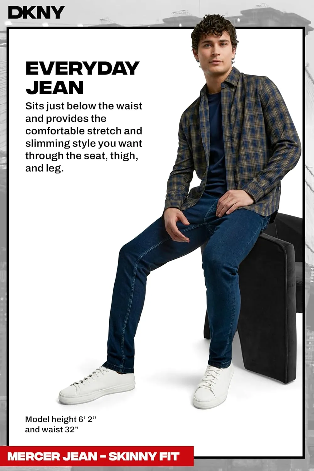 DKNY Mens Skinny Jeans for Men - Stretch Denim Classic 5 Pocket Men's Skinny Jeans | Stretch Fit Denim for Men