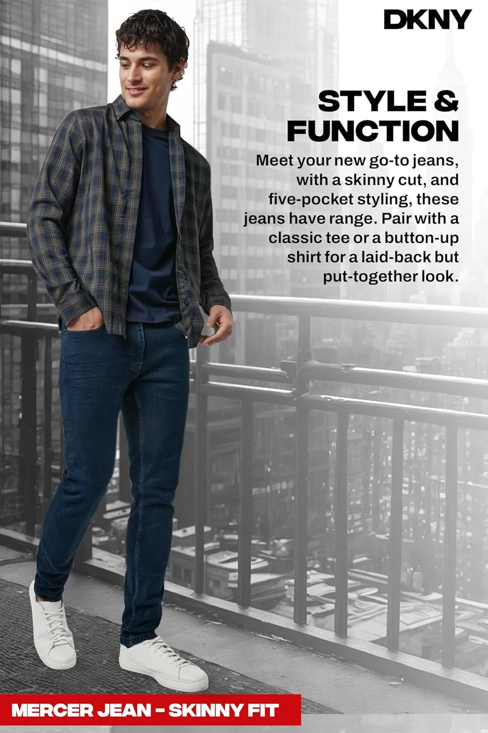 DKNY Mens Skinny Jeans for Men - Stretch Denim Classic 5 Pocket Men's Skinny Jeans | Stretch Fit Denim for Men