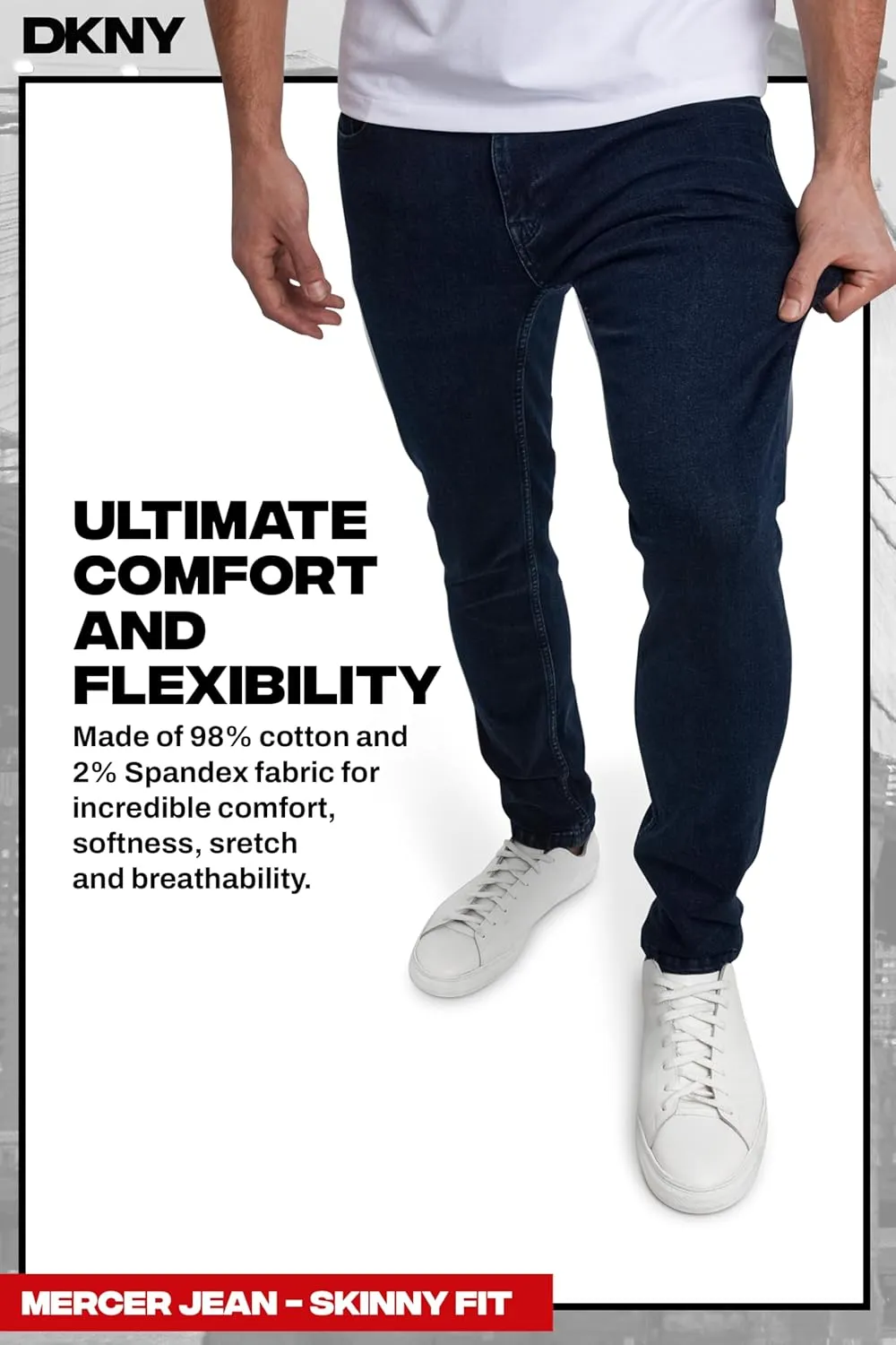 DKNY Mens Skinny Jeans for Men - Stretch Denim Classic 5 Pocket Men's Skinny Jeans | Stretch Fit Denim for Men