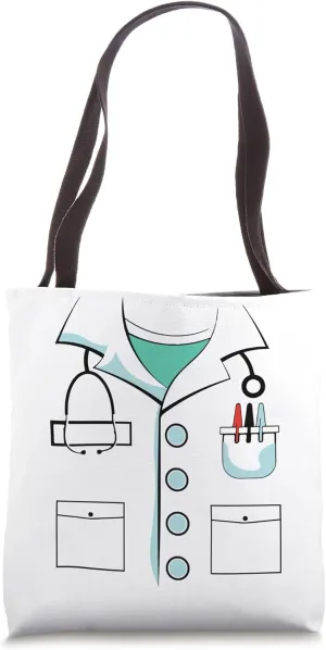 Doctor Costume Halloween White Lab Coat Men Women Kids Tote Bag