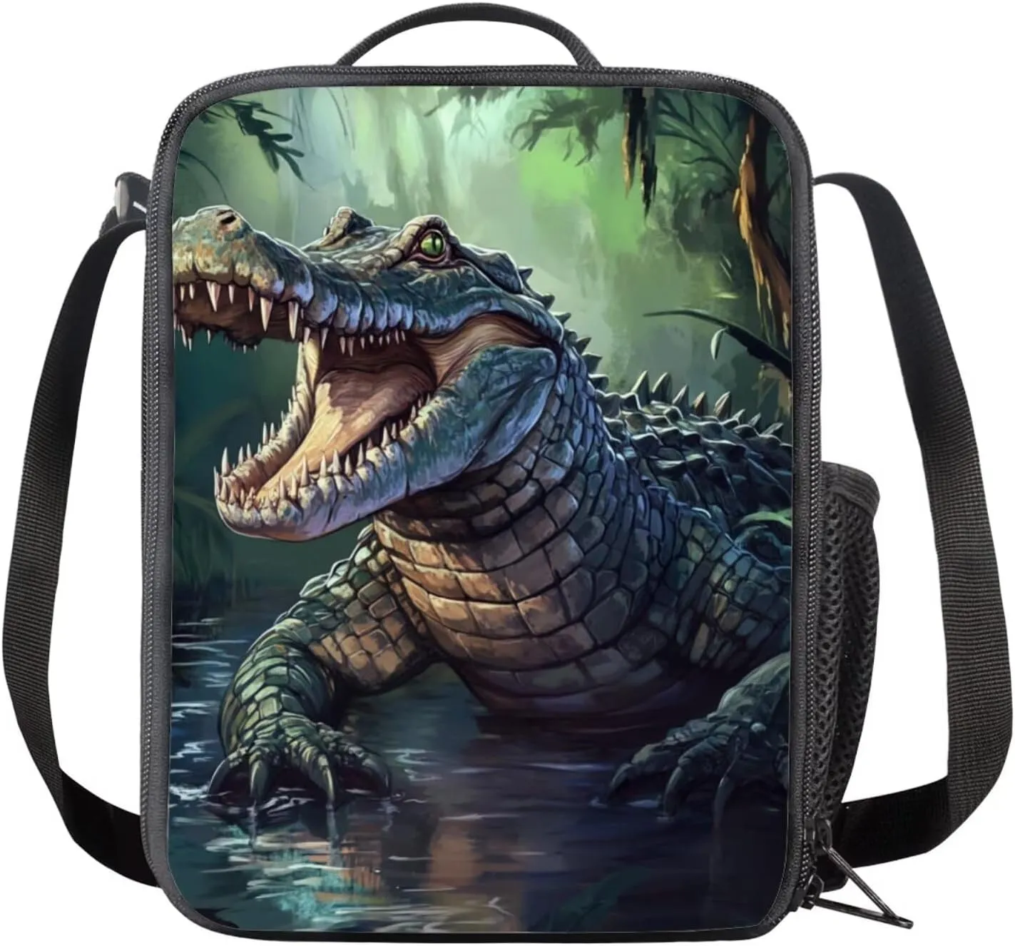 doginthehole 3D Crocodile Backpack for Boys 17inch Lightweight Kids Bookbag with Lunch Box 3pcs Boys School Bag 8-10 for Elementary School Preschool Kids Knapsack Rucksack