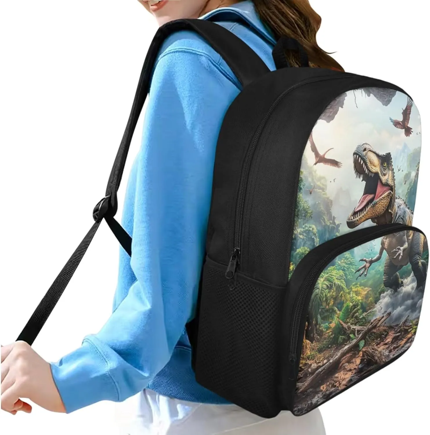 doginthehole 3D Dinosaur Backpack for Kids 5-7 Boys Bookbag with Lunch Box and Pencil Bag 3-in-1 Large Capacity Boys School Bag Set for Preschool Elementary School Casual Travel Book Bags