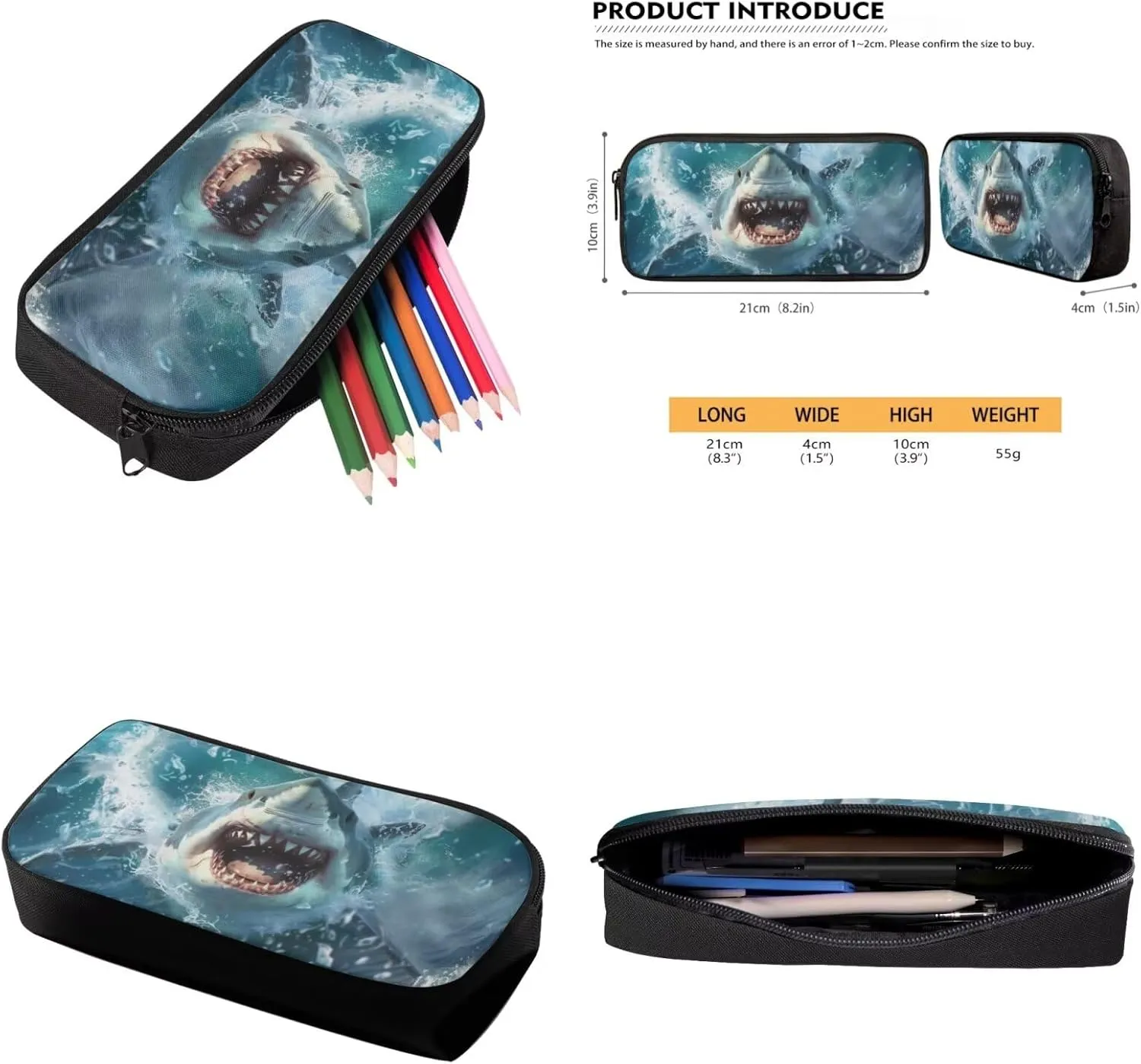 doginthehole 3D Shark Backpack for Boys 6-8 Cool Bookbag and Lunch Box Set for Boys 3 Piece Lightweight Boys School Bags Set for Preschool Elementary Middle School 17inch Book Bags