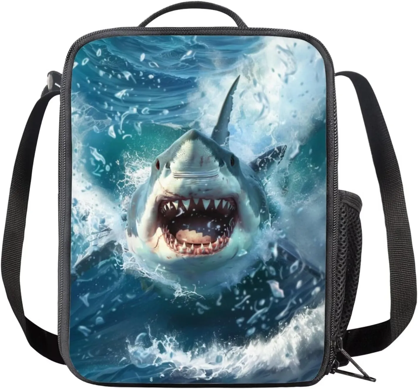 doginthehole 3D Shark Backpack for Boys Cool Blue Backpack with Lunch Box and Pen Bag 3 Piece Lightweight Boys Bookbag 10-12 Years Old for Elementary Middle School Back to School Gifts
