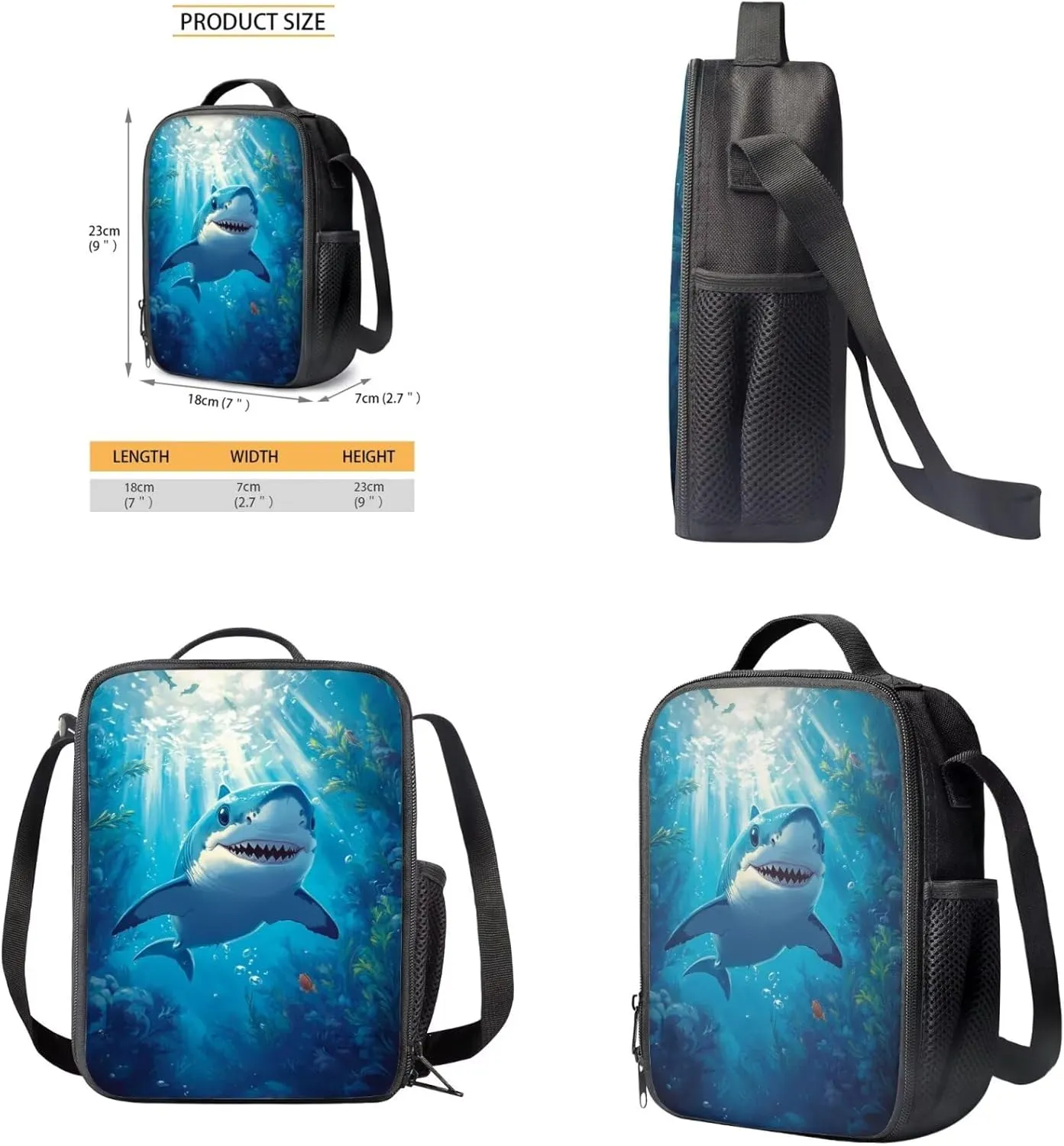doginthehole 3D Shark Backpack for Boys Cool Lightweight Kids Bookbag with Lunch Box 3-in-1 17inch School Bag for Boys 8-12 for Elementary School Preschool Casual Daypack Backpacks