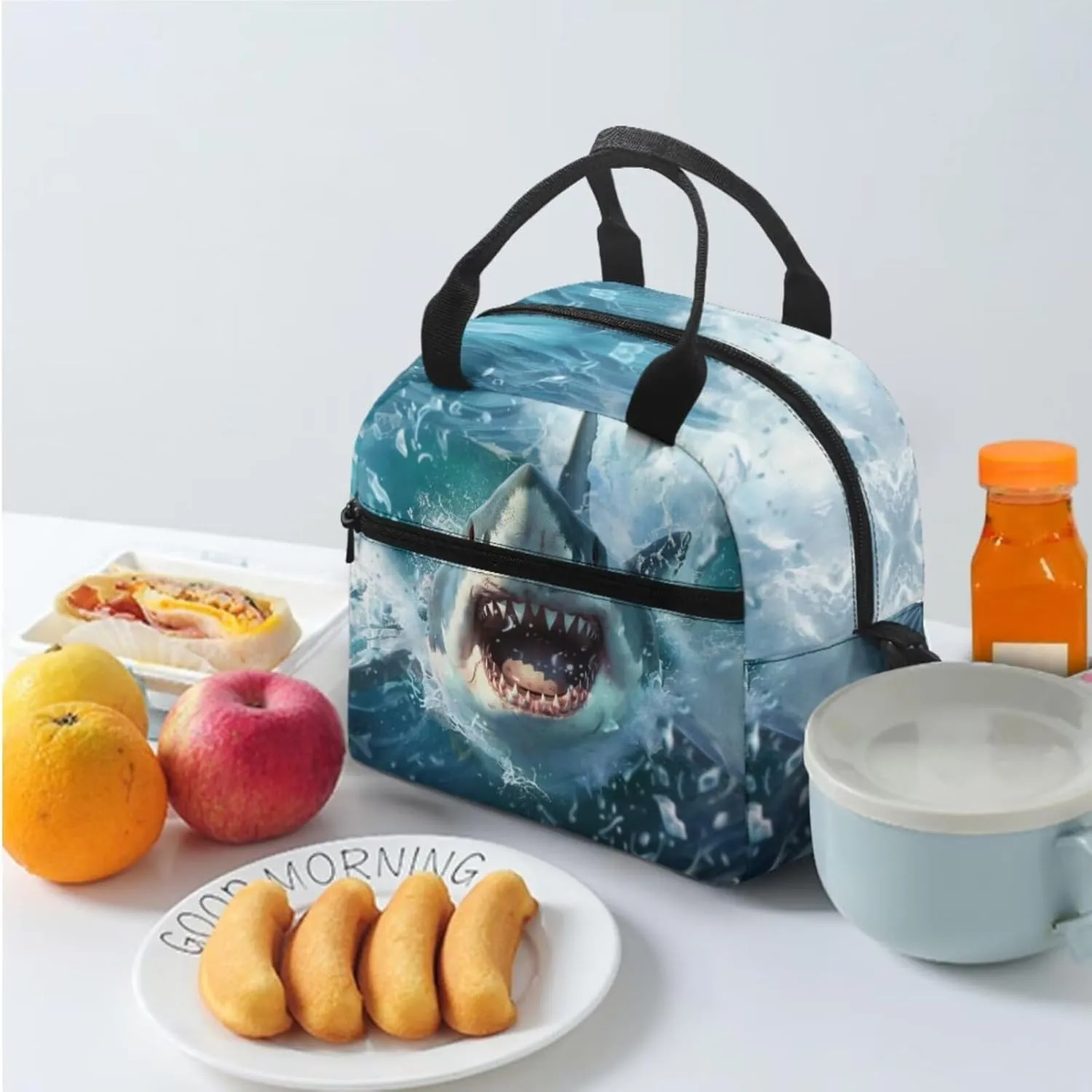 doginthehole 3D Shark Backpack for Boys Cool Lightweight Kids Bookbag with Lunch Box and Pencil Bag 3-in-1 17inch School Bag for Boys 8-12 for Elementary School Preschool Casual Daypack Backpacks