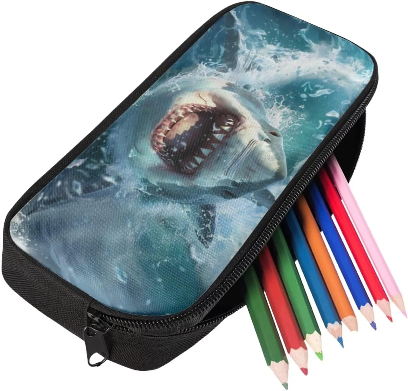 doginthehole 3D Sharks Backpack for Boys 12-14 Cool Bookbag and Lunch Box Set for Boys 3 Piece Lightweight Boys School Bags Set for Elementary Middle School 17inch Casual Travel Book Bags