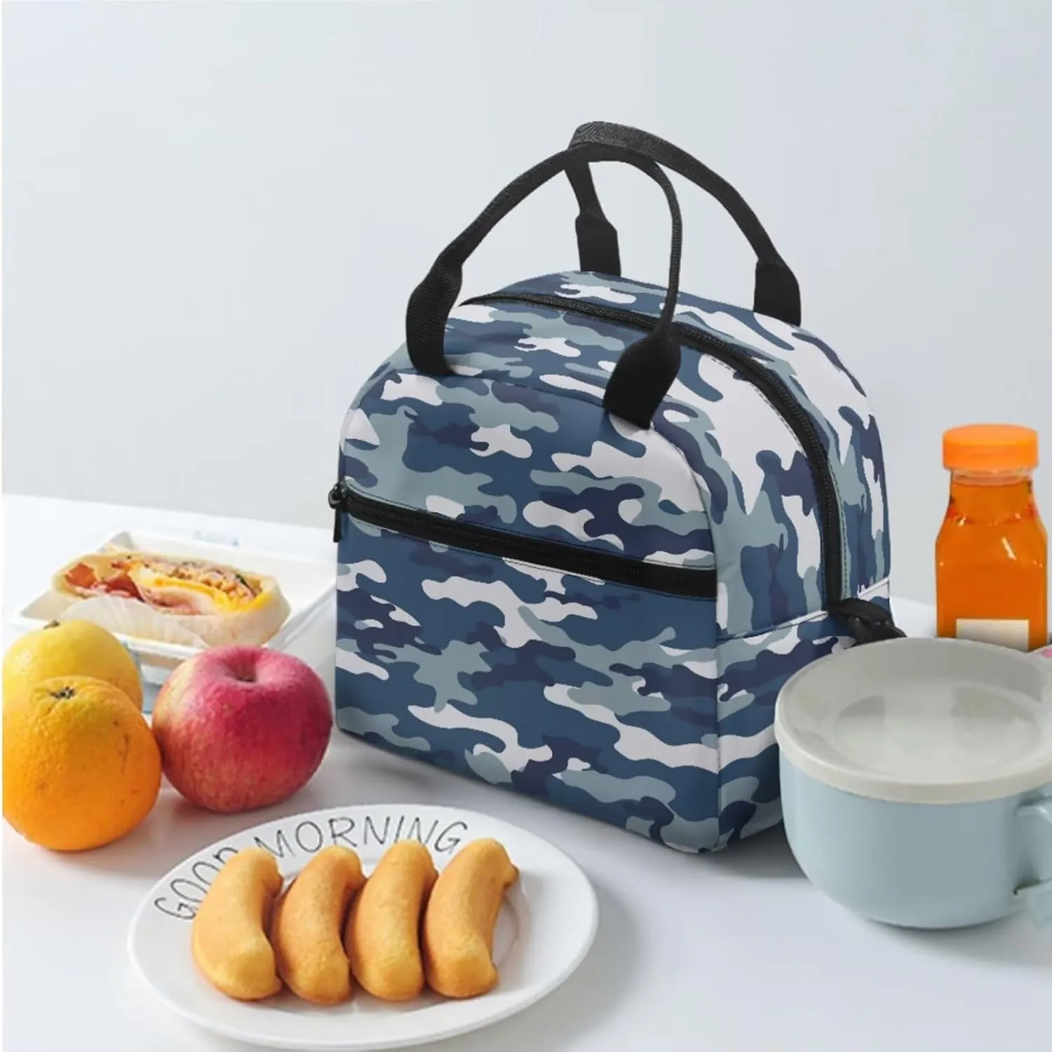 doginthehole Blue Camo Backpack for Boys Cool Camouflage Backpack and Lunch Box Set 3 Piece Bookbag for Boys 8-12 for Elementary Middle School Casual Travel Daypack Rucksack Book Bags